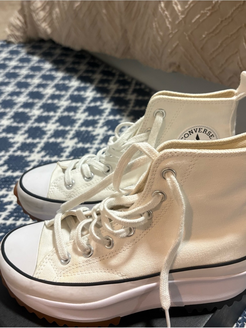 Converse Cream High-Top Platform Sneakers